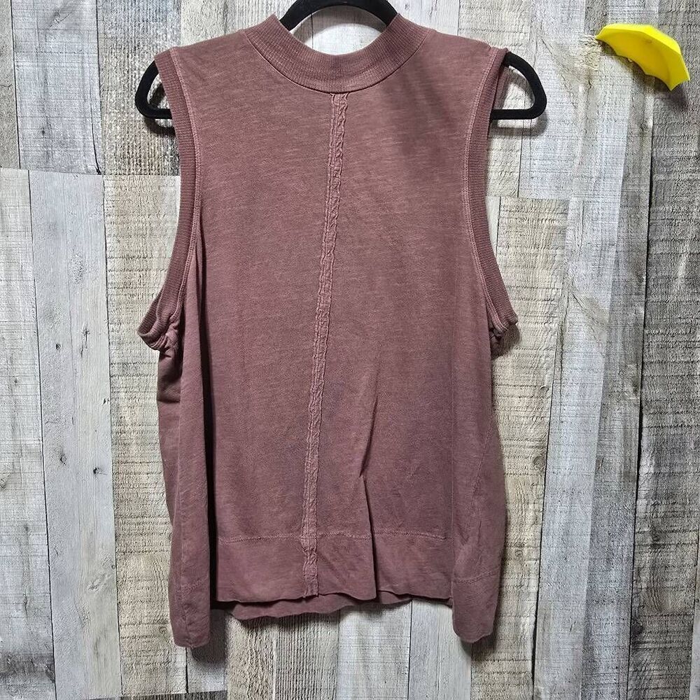 Anthropologie Womens Cotton Mock Neck Sleeveless Tank Top Brown Large Gorpcore
